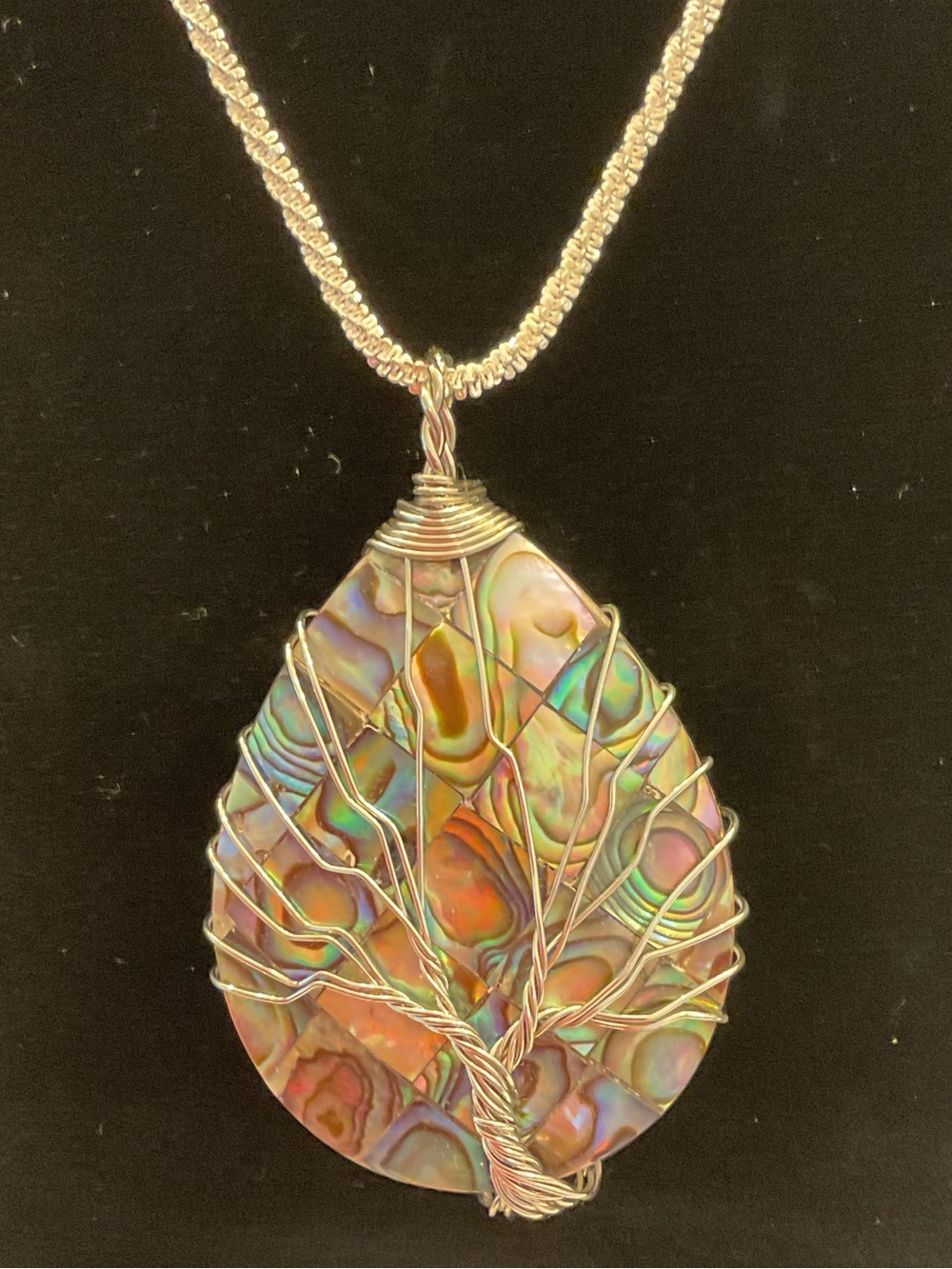 Sterling Silver Rope Chain Necklace with Mother of Pearl Charm 30”